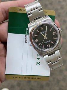 Rolex Oyster Perpetual 36mm Steel Black Dial Pink Watch With Card Ebay