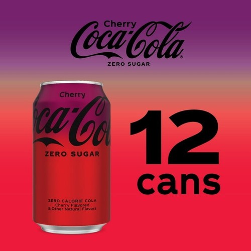 Coca-Cola Zero Sugar Cherry Soda Pop, 12 fl oz, 12 Pack Cans - Picture 2 of 7