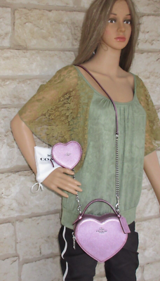 New Coach SMALL Heart Bag Crossbody + Matching Coin case 2-pc SET