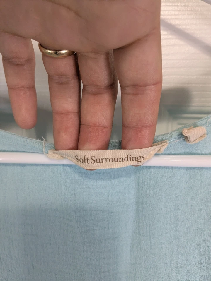 Top informal Soft Surroundings para mujer 2X azul manga corta Lagenlook Foto 4 de 4