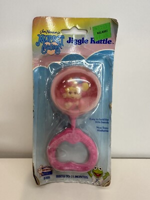 Vintage 1989 Remco Muppet Babies Baby Miss Piggy Pink Jiggle Rattle- NEW SEALED
