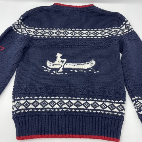 Polo Country Ralph Lauren Boys Navy Sweater Size 6 Crew Neck, Kayak Print - Picture 7 of 7