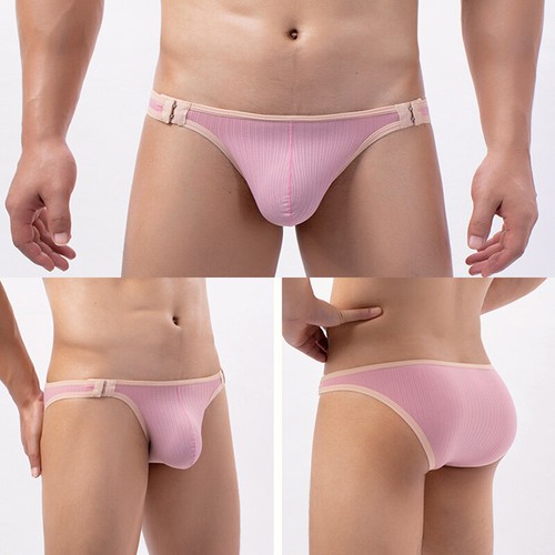 Quick Dry Narrow Side Adjustable Open Button Mens Low Waist Thongs Gay Underwear - Picture 9 of 17