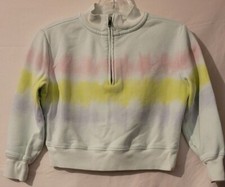 GAP KIDS S 6-7 1/4 ZIP PULLOVER LONG SLEEVE WHITE RAINBOW TIEDYE SWEATSHIRT A