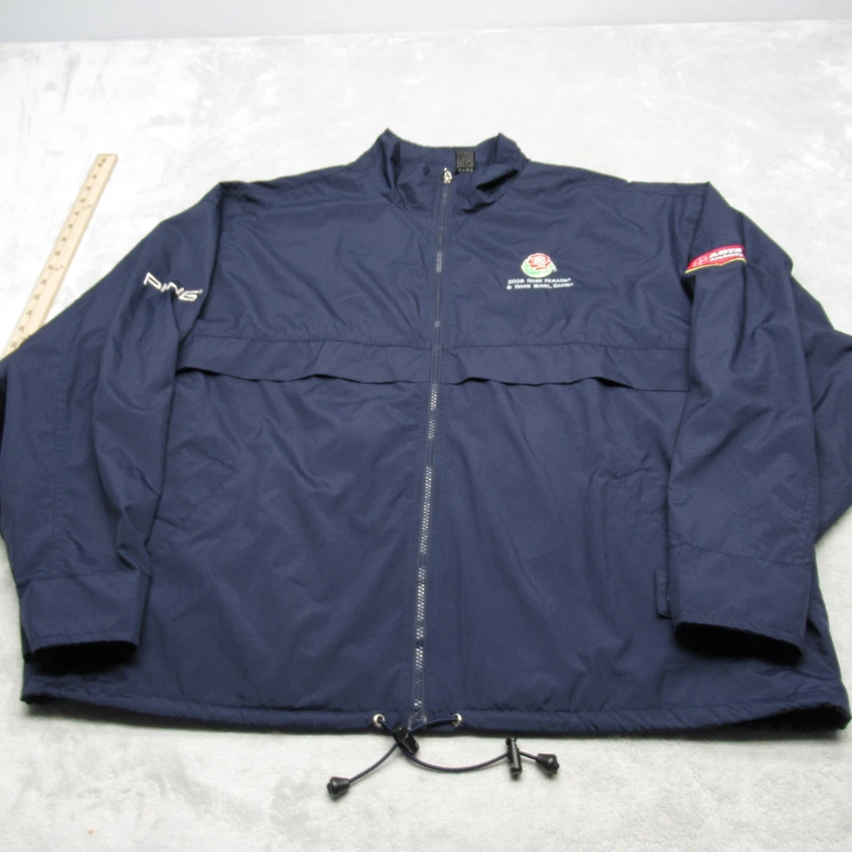 Jaqueta Ping Masculina Vintage Extra Grande Azul 2008 Rose Bowl Parade Quebra-Vento Golfe Zíper Completo - Imagem 2 de 4