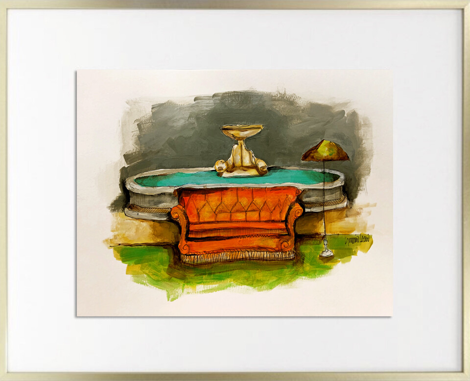 Friends 25 Years - Original Drawing with Frame - Art by SLAZO