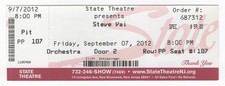 Steve Vai 9/7/12 New Brunswick NJ State Theatre Ticket!