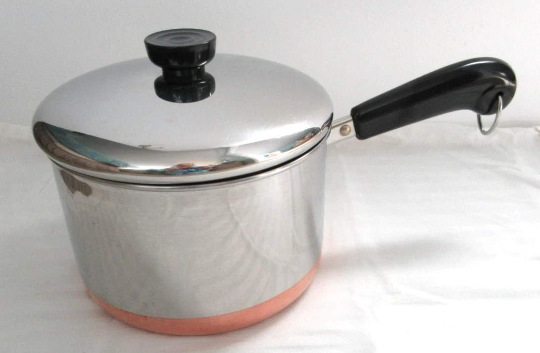 Revere Ware *3 QUART SAUCE PAN & LID* Stainless/Copper Bottom 1988 Clinton Il.
