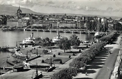 Suisse Genève Quai du Mont Blanc Lac Léman Bateaux À Vapeur #SBH183