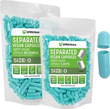Size 0 Aqua Separated Empty Vegan Capsules for Essential Oils Veggie Veg Caps