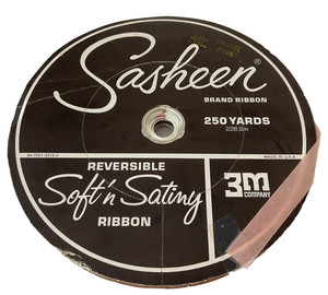 Sasheen 3M Brand Ribbon Pastel Pink 5/8" 250 yards roll Reversible Spool Vintage