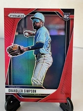 Chandler Simpson Red Prizm #113/299 2025 Panini Prizm #49 Tampa Bay Rays