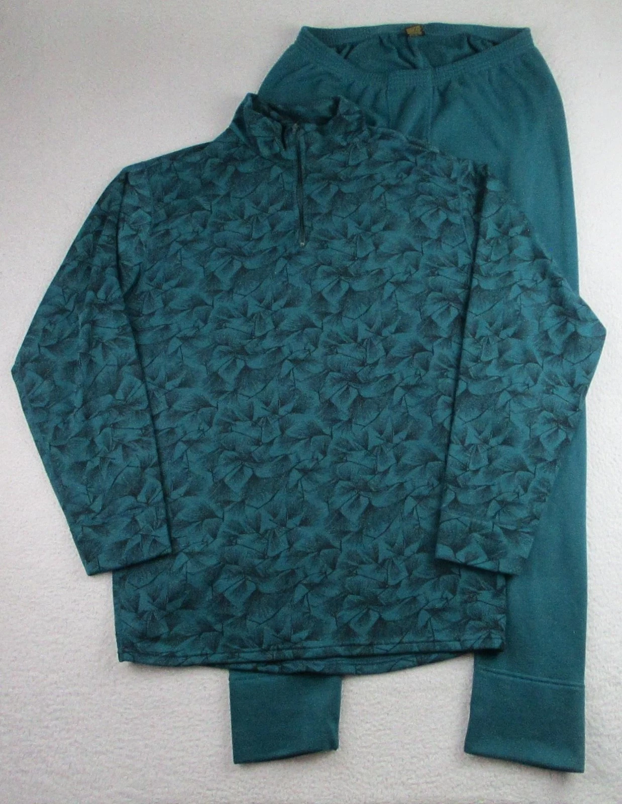 REI Base Layer Thermal Set Mens XL Teal 1/4 Zip Mock Neck Top Pants Made USA