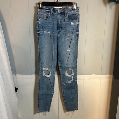 The Daze Jeans Women's 26 Distressed Hug Skinny Light Wash High Rise Denim Blue