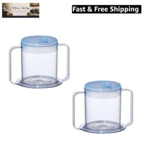 9oz Adult Sippy Cup with BLUE LID and 2 Handles - Independence Sip Cups for A...