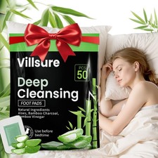 Villsure Deep Cleansing Foot Pads, 50 Pads Bamboo Pads. Use One Size
