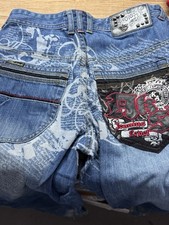 Vintage Y2K Akademiks Baggy Embroidered Hip Hop Jeans SZ 16 YOUNG MANS