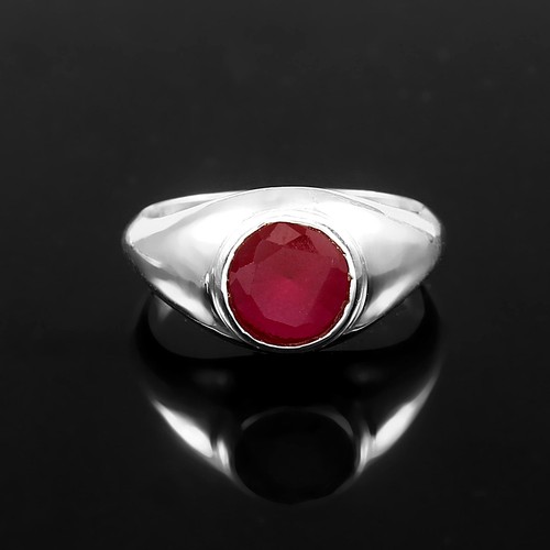 2.50 Ct Round Cut Ruby Engagement Man Ring in Sterling silver - Picture 3 of 4