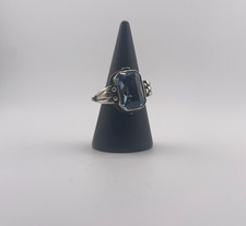 Art Deco 835 Silber Ring Gr. 55 mit Blautopas (Topas) – Vintage Schmuck