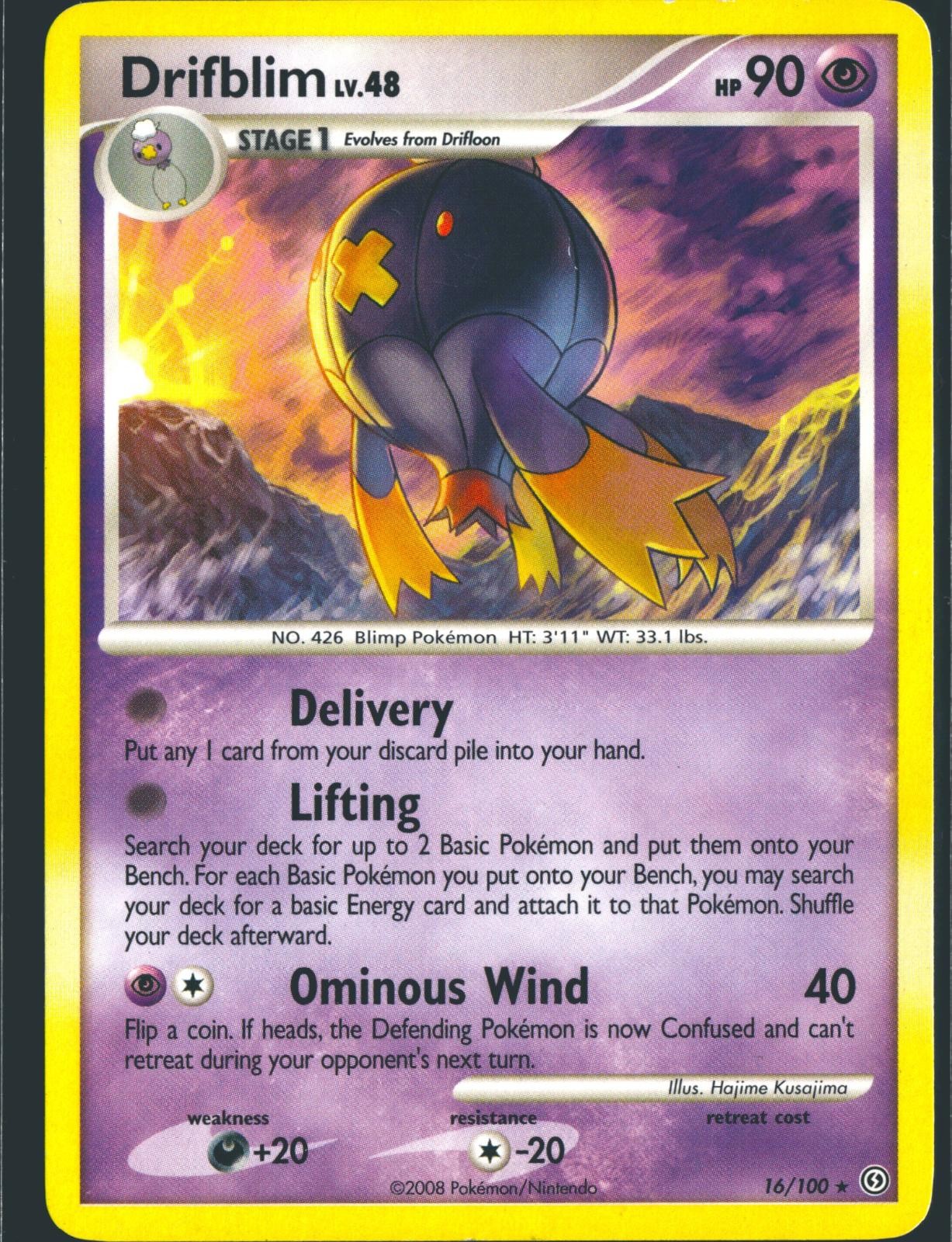 Drifblim 16/100 Rare Stormfront Pokemon Moderately Played