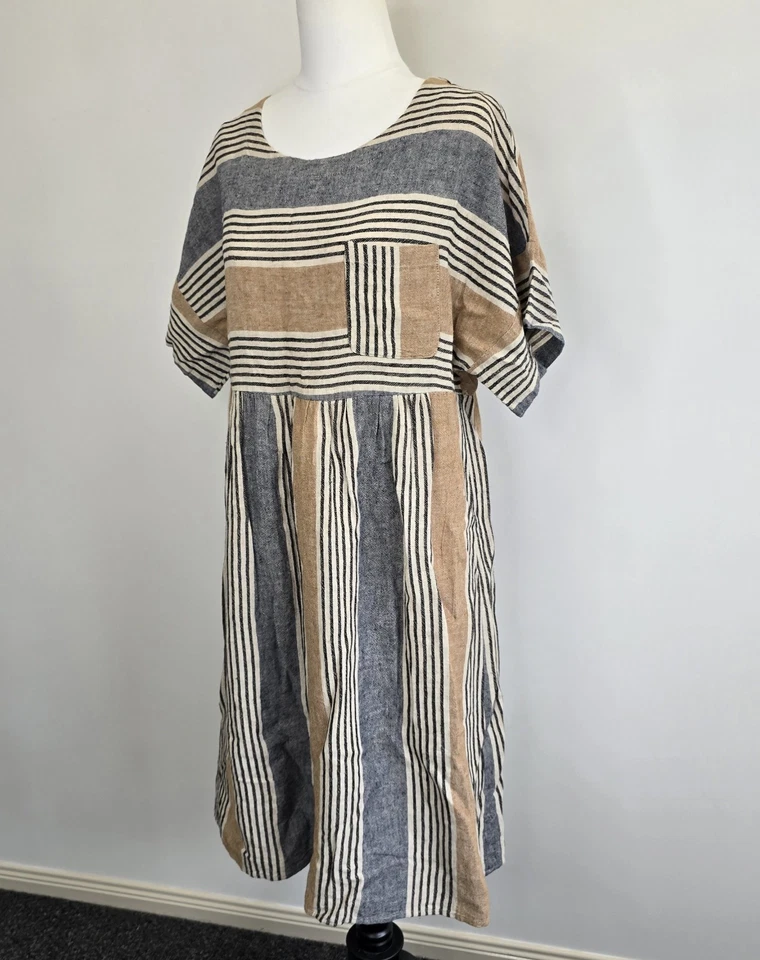 Vestido Soul Sparrow Mujer Talla M/L Mezcla de Lino Algodón Manga Corta Midi Foto 3 de 4