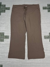 Prana Breathe Pants Womens Large Brown Lightweight Drawstring Crop