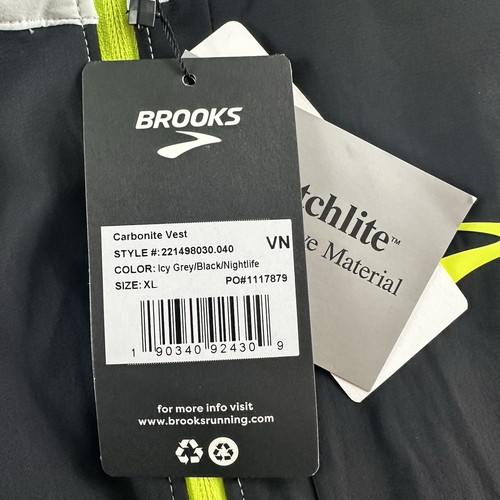 Brooks Vest Woman XL Reflective Zip Carbonite Running Water Rain Resistant *LOGO - Picture 4 of 8