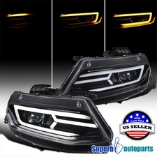 For 2016-2018 Chevy Camaro Led Drl Black Projector Headlightssequential Pair For 2016-2018 Chevy Camaro Led Drl Black Projector Headlightssequential Pair