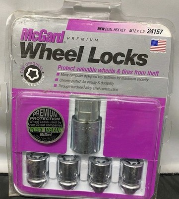 McGard 24157 Chrome Premium Wheel Lock Set M12x1.5 Cone Seat DUAL Hex Key SEALED
