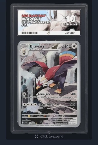 Pokémon TCG Braviary Full Art Black Bolt 155/086 Ace 10 Gem Mint