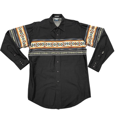 #ad Vintage Brooks Dunn Panhandle Slim Shirt Mens Medium Western Aztec Button Up $29.99