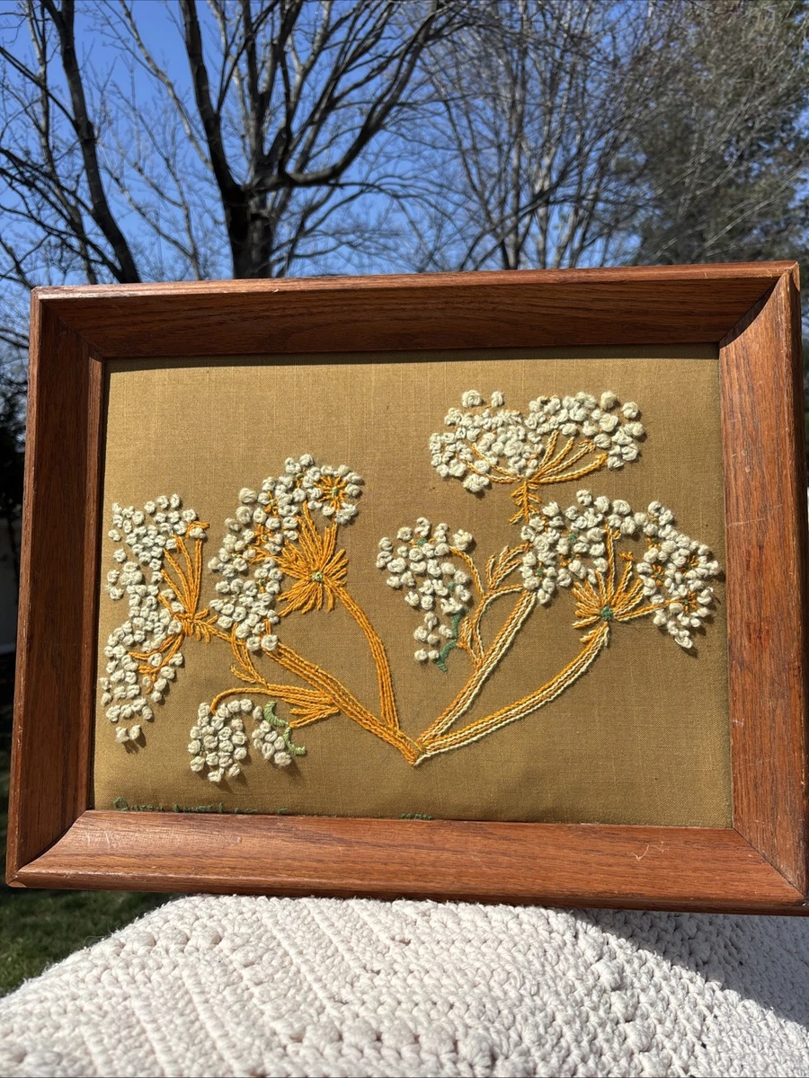 Broderie Crewel Ancienne Paysage - Fini, Non Encadré - 1991 - 16x12 Pouces (40x30 Cm)