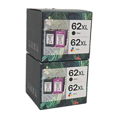 4 PACK Black & Color 62XL ink cartridge HP Officejet 5744 5745 5746 8040