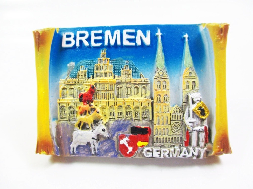 Bremen magnet poly Germany souvenir Stadtmusikanten Roland Rathaus
