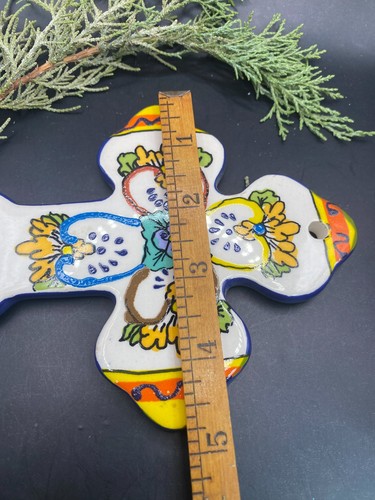 Vintage Talavera colorful wall cross - 6.5" - Picture 3 of 4