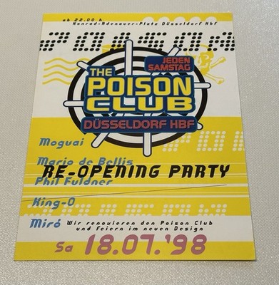 Poison Club Re-Opening 1998 Düsseldorf Flyer Rave Techno Fuldner de Bellis