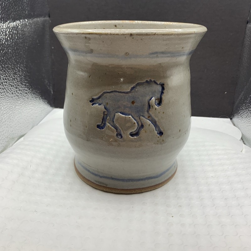 zotter the potter Salt glazed Stone Ware Crock Horse 6”H