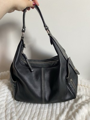 Neuwertig Tods Schultertasche Tasche Schwarz Leder H 21 B 39 T 14 Hoher NP