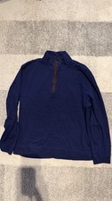 Tasso Elba Men  s Quarter Zip Pullover Sweater Navy Blue Size L Trim Fit