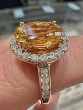 4.50 Ct Oval Cut Lab Created Citrine Wedding Engagement Ring 925 Sterling Silver
