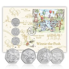Winnie the Pooh Stamps & 3 x 50p BU Coin Cover from Royal Mail & Royal Mint