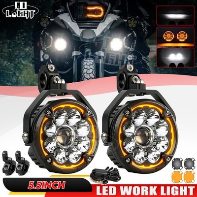 2x Motorcycle LED Spot Lights Headlight Driving Fog Auxiliary Lamp Yellow White