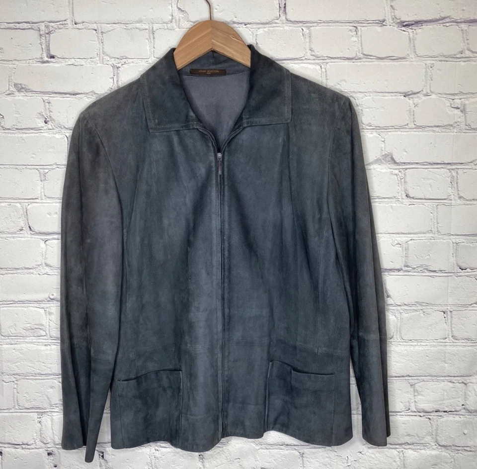 Louis Vuitton Vintage LV Charcoal Suede Leather Jacket - Image 2 of 4