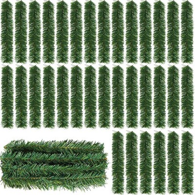 96 Pcs Christmas Garland Ties 12 Inch Artificial Pine Needles Green Twist Tie...