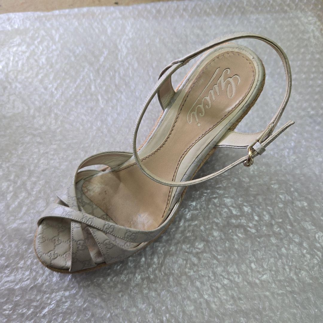 Gucci Cross Strap Mules Sandals Heels Beige Size 36.5 US About6.5 For Women thumbnail 9