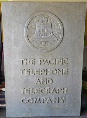 Vtg Bell System Sign - 24 x 16 Pacific Telephone & Telegraph Co. Cast Aluminum