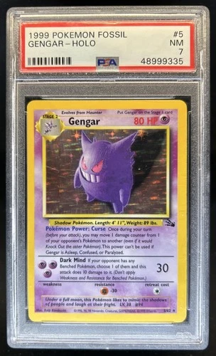 1999 Pokemon Fossil Gengar #5/62 PSA 7