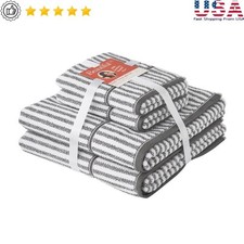 Cotton Stripe Towel Set 4pk Bath Hand Towels Soft Absorbent Machine Washable New