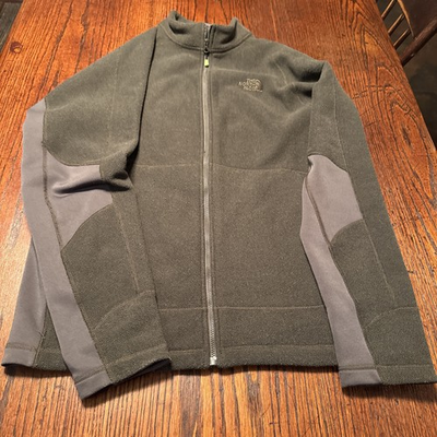 #ad #ad North Face Jacket Mens Medium Gray green Full Zip Zip Pockets Mock Neck VINTAGE $15.00