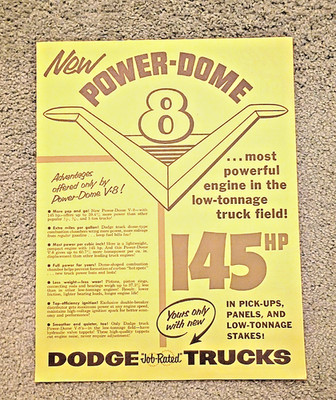 Original 1955 Dodge Truck Sales Brochure citing feaures of Power Dome V-8